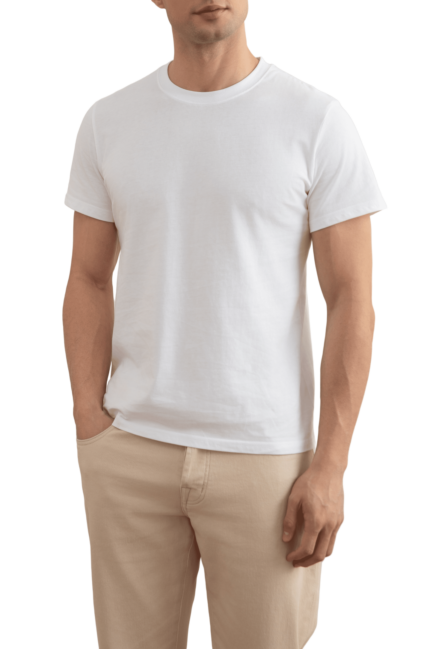 Hvit Slim fit T-skjorte med rund hals 